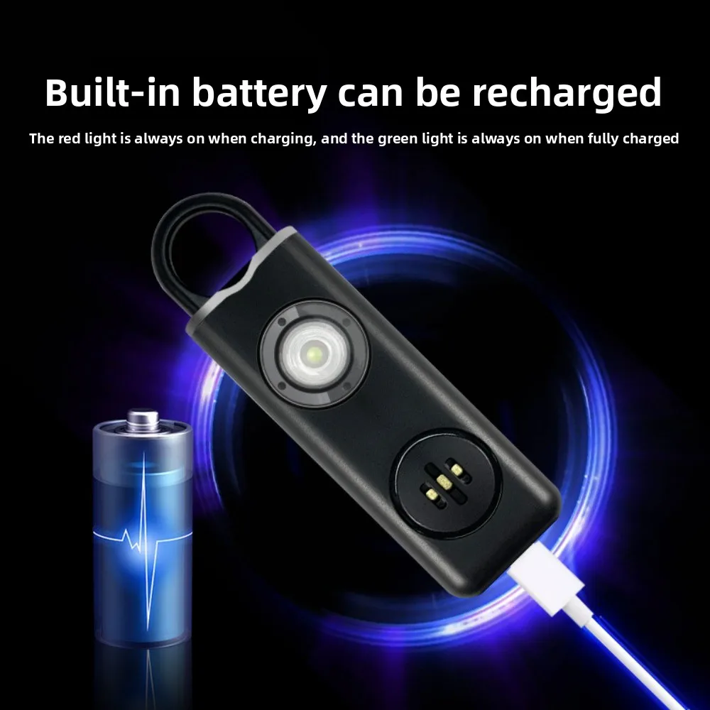 

Персональная сигнализация 130 дБ с яркой LED-вспышкой и крючком для подвешивания, портативный брелок-сигнализация с оповещением о низком заряде батареи, ударопрочная