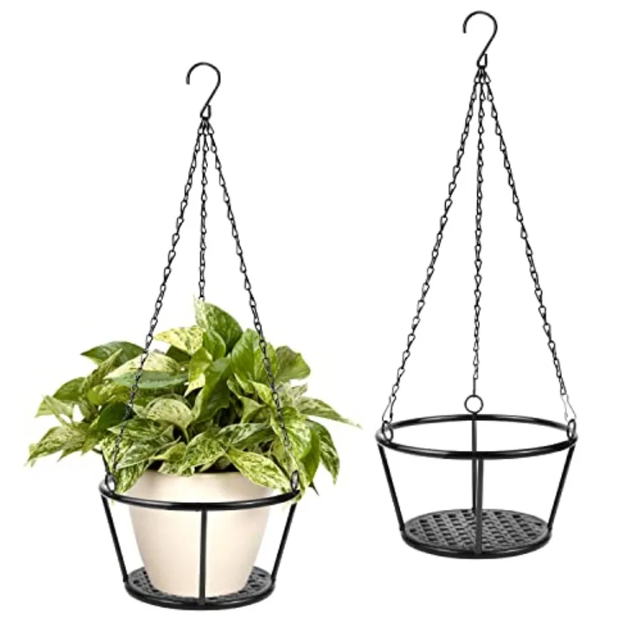 

2 Pack Metal Plant Hanger Modern Plant Hanging Basket Drative Black Plant Pot Holder Flower Planter Hanging Chain for Balcony P