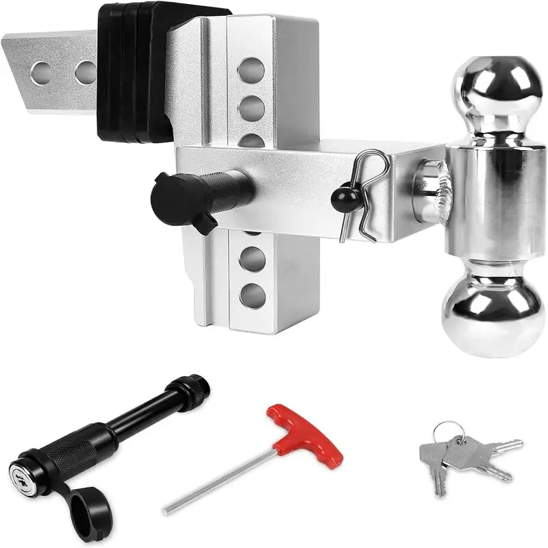 

Регулируемая сцепка для прицепа из цельного алюминия подходит для приемника 2,5 дюйма, сцепное устройство с падением/подъемником 6 дюймов, шарик 2 дюйма и 2–5/16 дюймов, 12500 фунтов