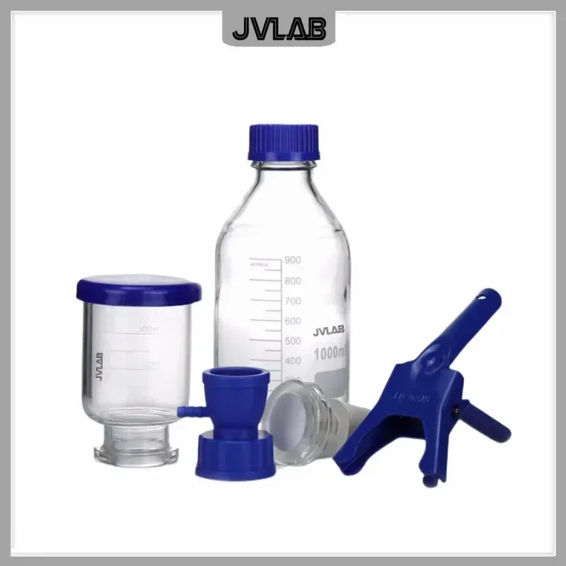 Solvent Filtration Apparatus Set 1000mL Glass Sand Core Vacuum Filter Unit Device Filter Cup 300mL GL45 Screw Receive Bottle 1L