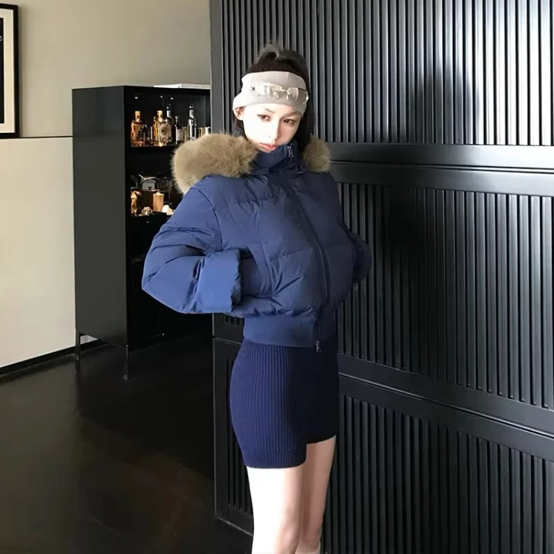 Manteau à capuche en coton pour femme, ample et confortable, rétro, grand col en fourrure, vêtements d'hiver 2021, nouveau manteau à pain chaud épais haut de gamme