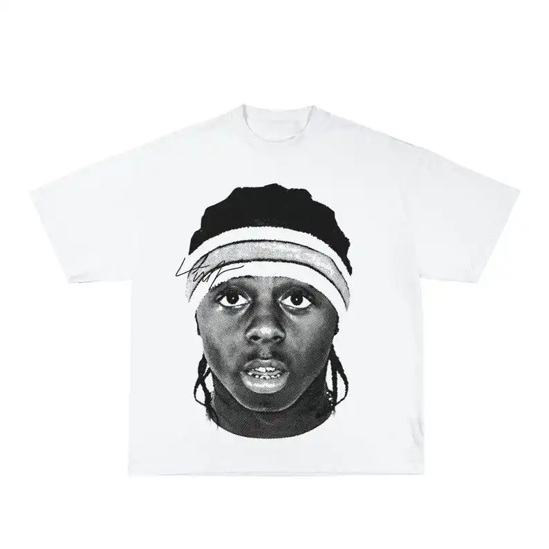 Lil Wayne face streetwear halftone graphic tee, vintage design, hip hop, rap, tee