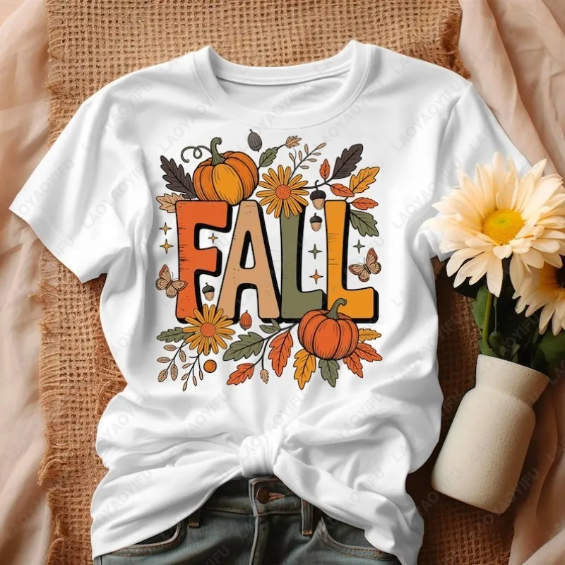 Whimsical Fall Coquette Floral Bundle Brushstroke Tshirt Autumn Glitter Trendy Girly Men Women Cotton Tops Halloween Pumpkin Tee