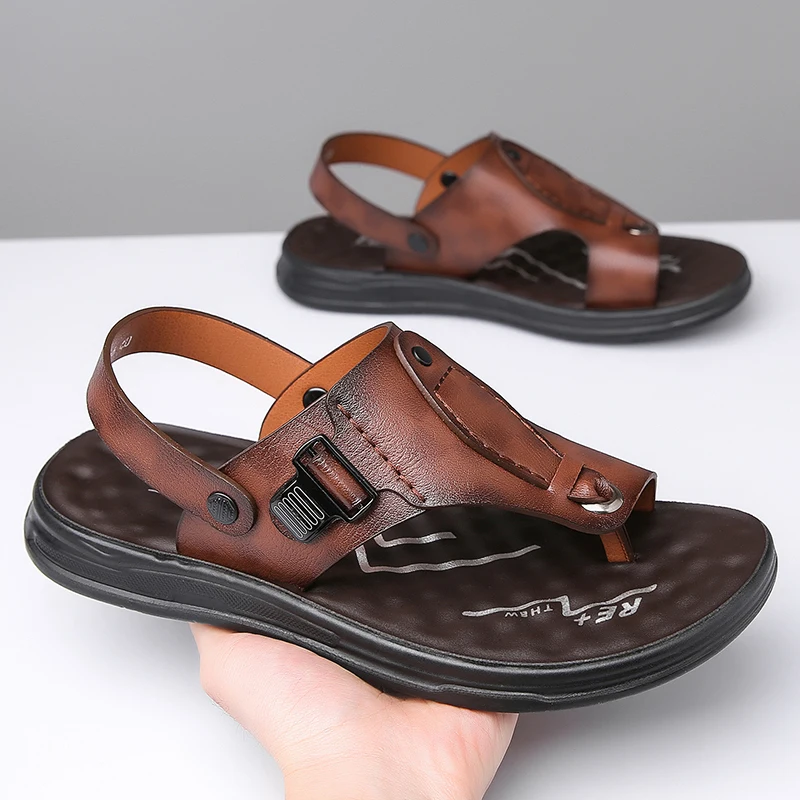 Sommer Herren Zwei-Wege-Tragesandalen mit weicher Sohle, verdickt, rutschfest, verschleißfest, atmungsaktiv, bequeme Outdoor-Slipper-6190
