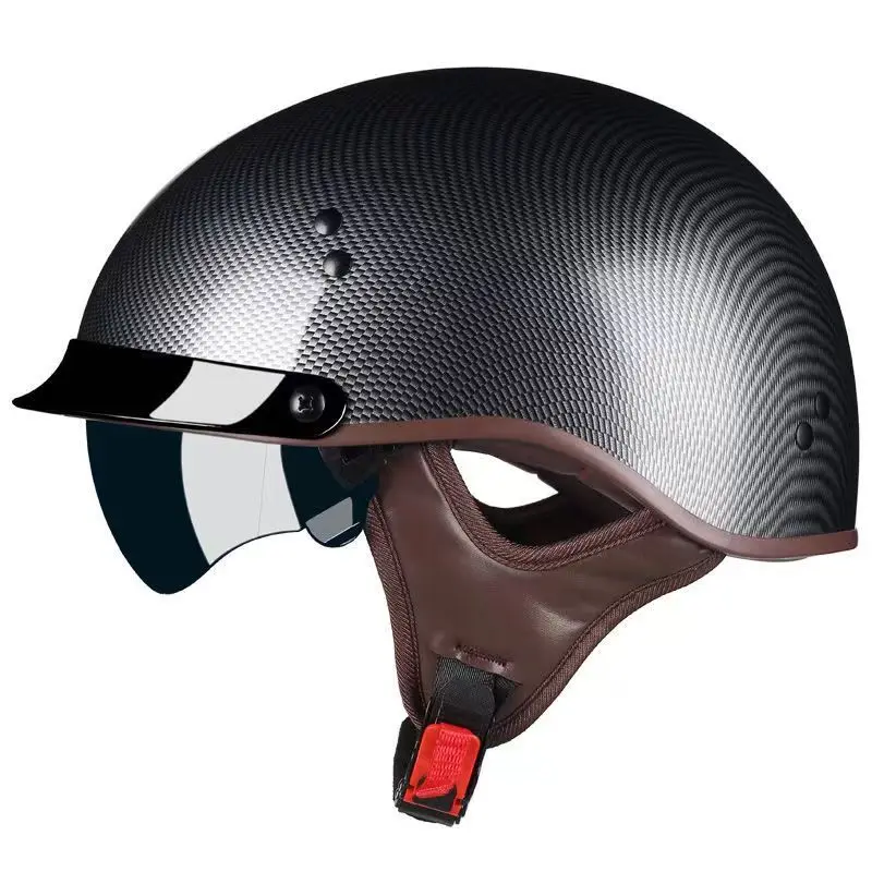 

DOT Vintage Style Half Helmet, UV Protection Dark PC Lens, Breathable Removable Padding, EPS Liner