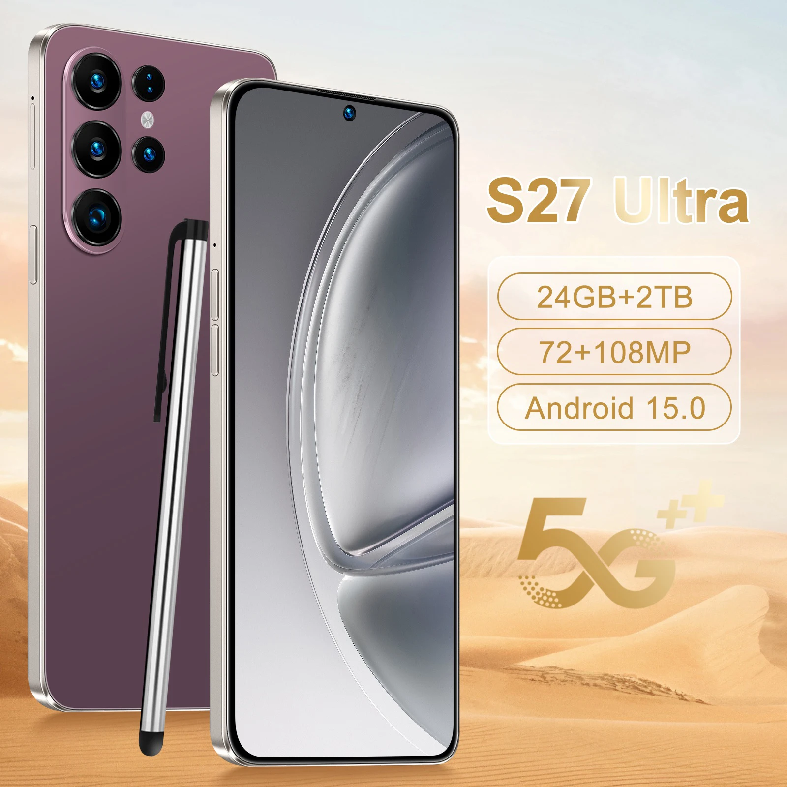 

2026 NEW HOT Silicone Case For S27 Ultra Snapdragon 8 Gen4 7.3" 24GB 2TB 5G 7800mAh 108MP Camera