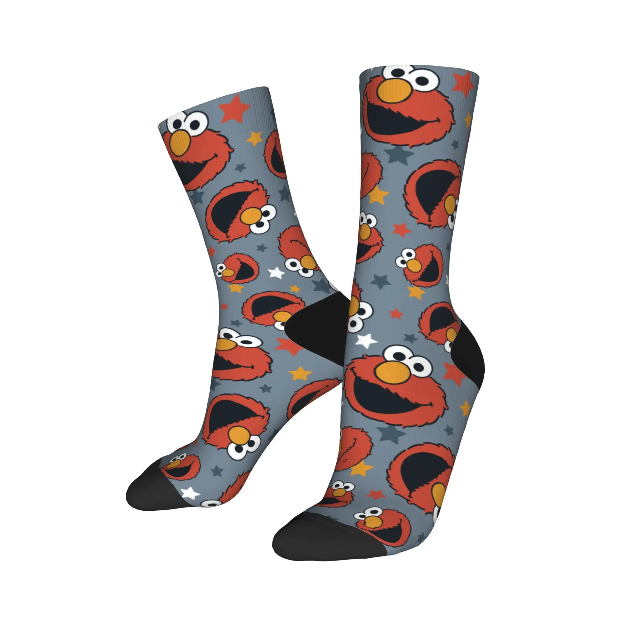 Autumn Winter Cool Men's Women's Elmos Rules Star Cookies Monsters Socks Cartoon Breathable Basketball Socks