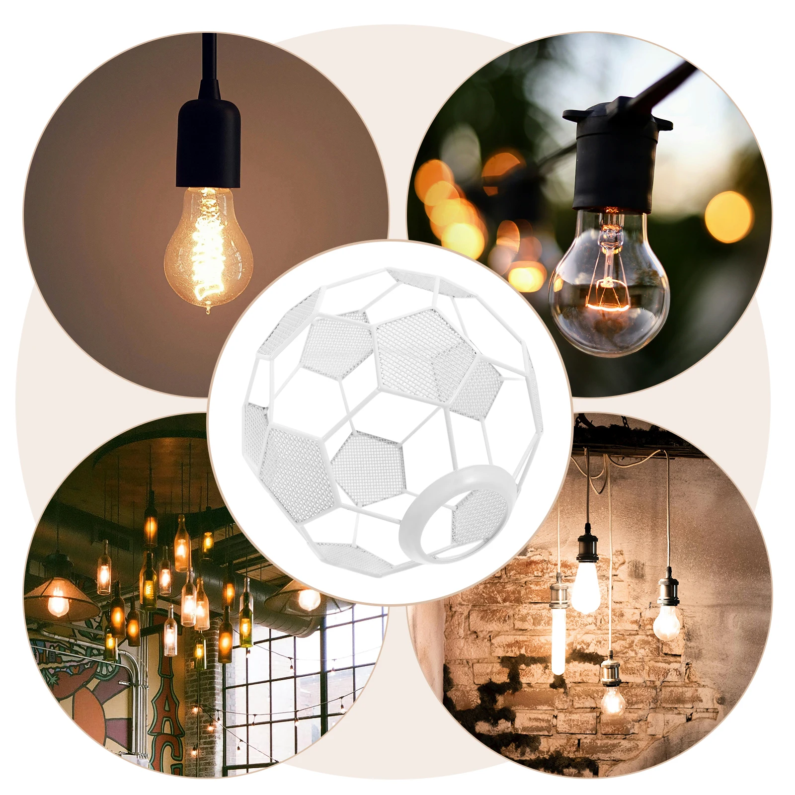 

Football Lamp Shade Soccer Shape Metal Light Cage Hollow Out Design Pendant Vintage Globe Cover for Living Room Bar