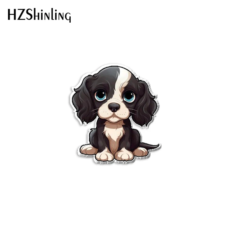 2024 New Cocker Spaniel Acrylic Lapel Pin Cute Dogs Epoxy Butterfly Clasp Pin Handmade Butterfly Brooch