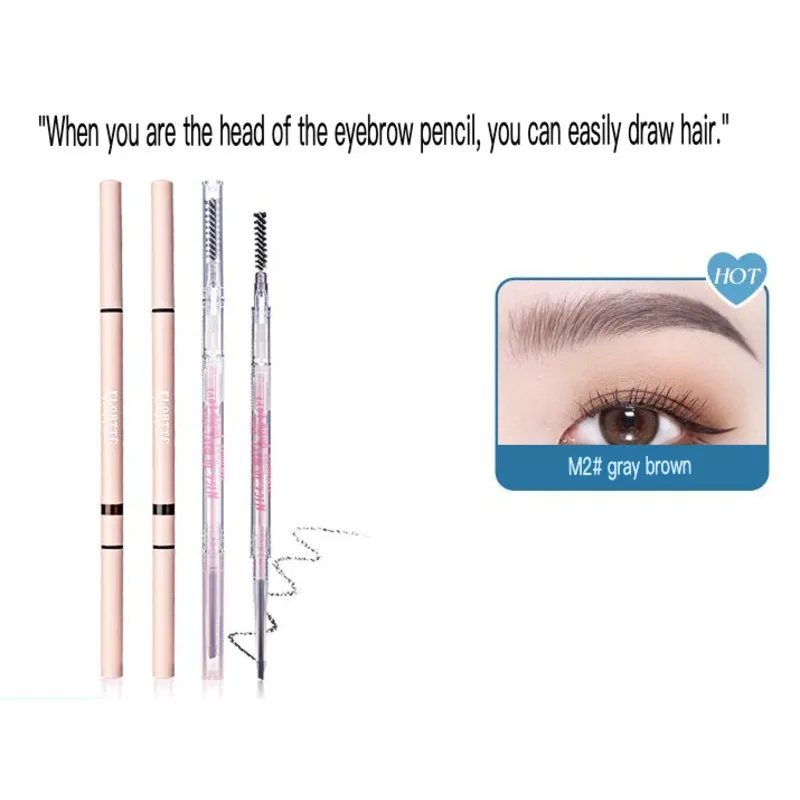 FLORTTE Hualoriya crayon imperméable longue durée Double extrémité Ultra-fin naturel étudiant novice sourcil sauvage ne se décolore pas