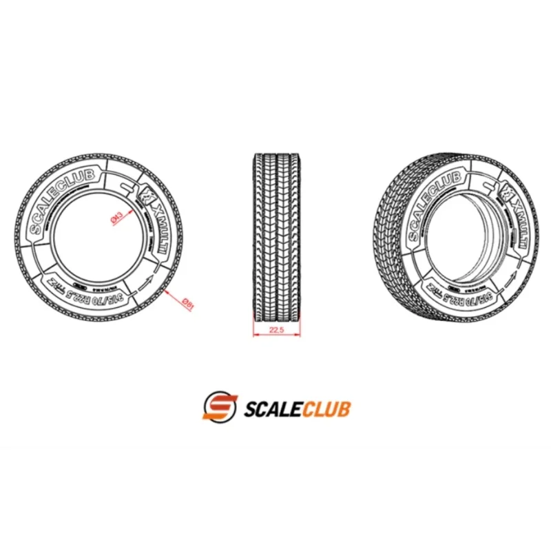 Scaleclub Modell für 1:14 Tamiya Traktor-LKW Ouka Wind Belt Mudblock Edge Mi Fat Tire RC-Zubehör – Detail 1