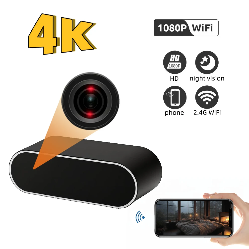 4k 1080p HD 미니 카메라 시계 카메라 무선 Wifi 카메라 마이크로 캠 IR 야경 알람 캠코더 실내 비디오 카메라