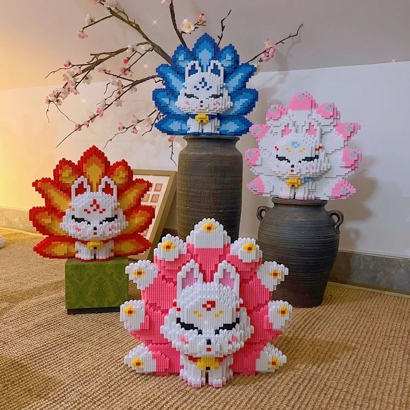 Super Sized Nine Tailed Fox Assembly Block Children's Toy Cute Toy Boys and Girls Birthday Gift Series Jewelry