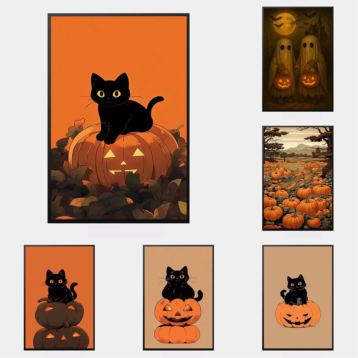 

Autumn Pumpkin Halloween Poster For Home Decor Room Aesthetic Canvas Wall Art Mural Interior Posters Coffee House Bar Vintage