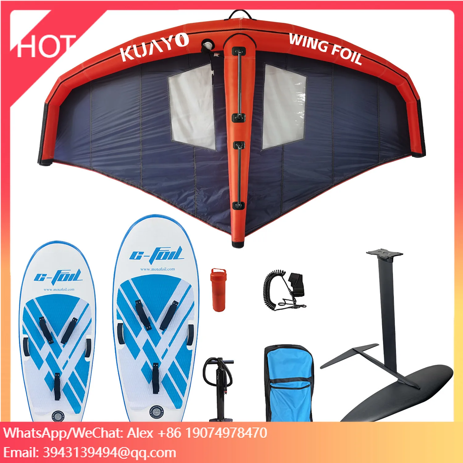 

Unisex High Quality 3-Piece Inflatable Carbon Fiber Hydrofoil Surfboard Customizable Wing Foil Popular Water Sports Kitesurfing