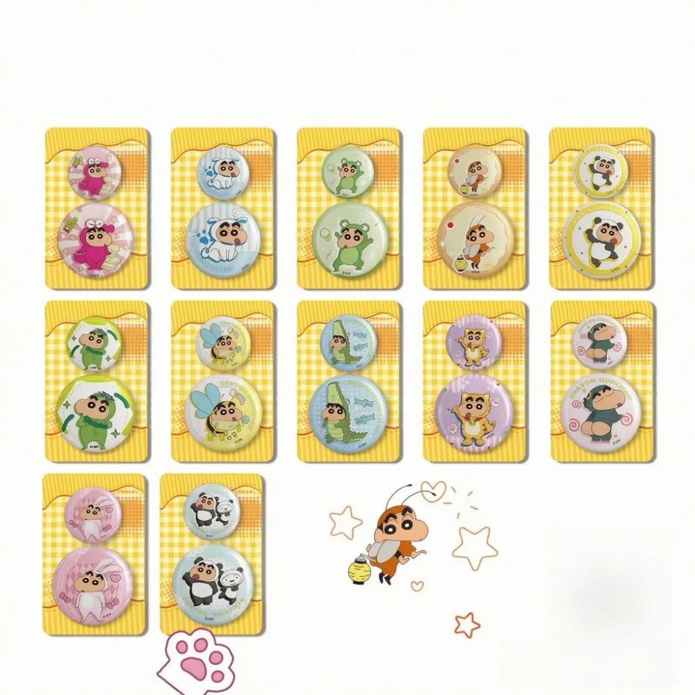 Crayon Shinchan Styling Series Tin Badge Blind Box Shinchan Himawari Anime Pin Button Kawaii Ornament Gift for Fan Room Decor