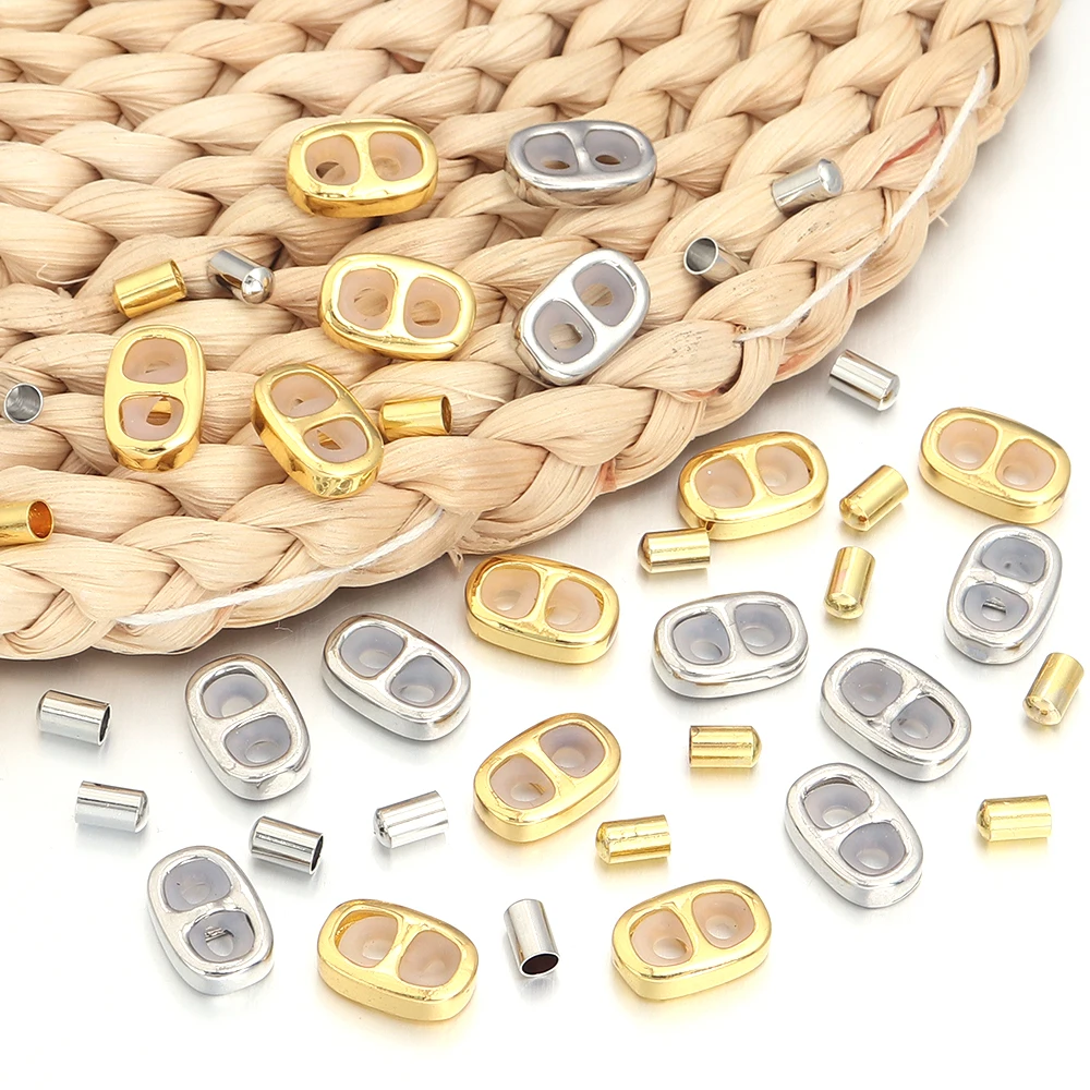 4-8 Sets Kupfer-Stopper-Abstandshalterperlen, rutschfester Silikonring, Endkappe mit doppeltem Loch zur Anpassung, DIY-Armbänder, Schmuckherstellung – Detail 7