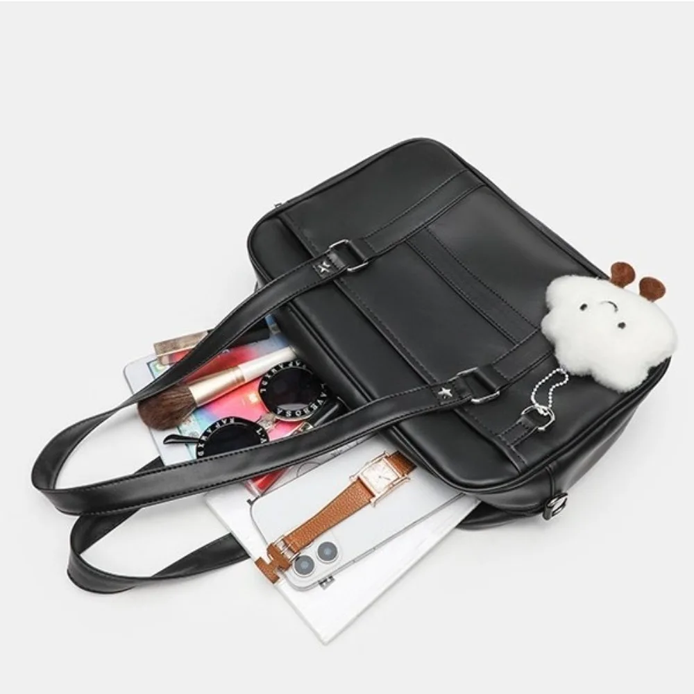 

New PU Leather Jk Shoulder Bag Japanese Style Big Capacity PU Handbag Adjustable Strap Itabag Student