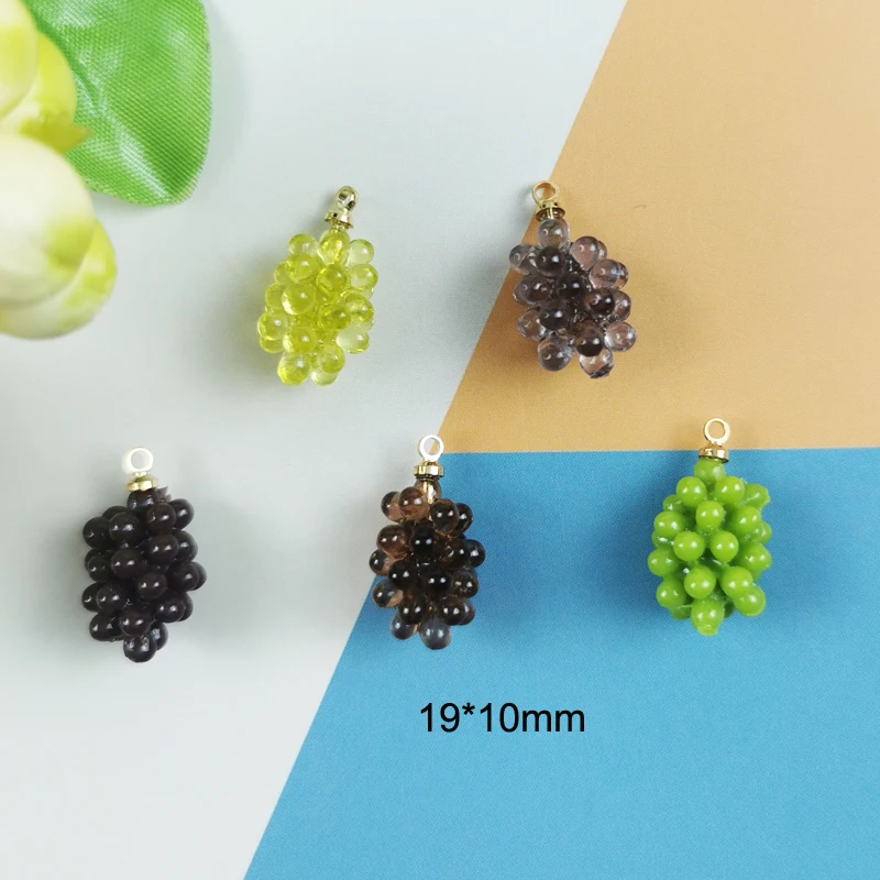 MuhNa 10pcs 3D Fruit Grapes Charms For Jewelry Making A Bunch Of Grapes Pendants Earring Keychains DIY