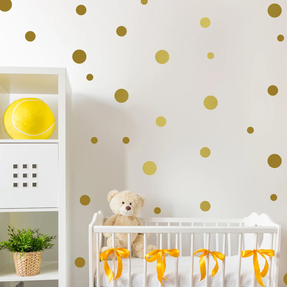 

20 Dot Wall Stickers Golden Removable Durable DIY PVC Decoration for Nursery Bedroom Living Room Glass Ceramic Smooth Surface
