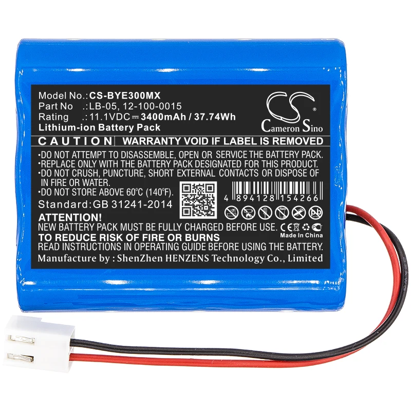 Cameron Sino 3400mAh Battery For BIOLIGHT BLT-E30   Bollywood E30 ECG 12-100-0015  LB-05