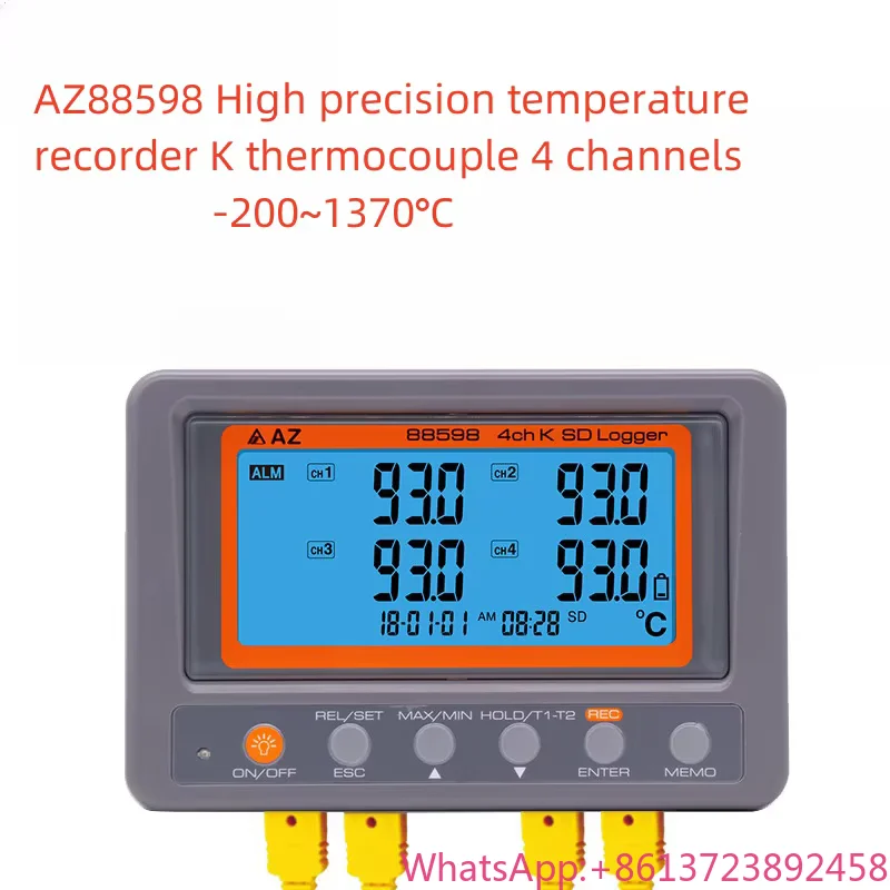 

AZ88598 4 Channel K ThermocoupleChannel Thermocouple Temperature Meter Data Logger Large LCD Digital Thermometer