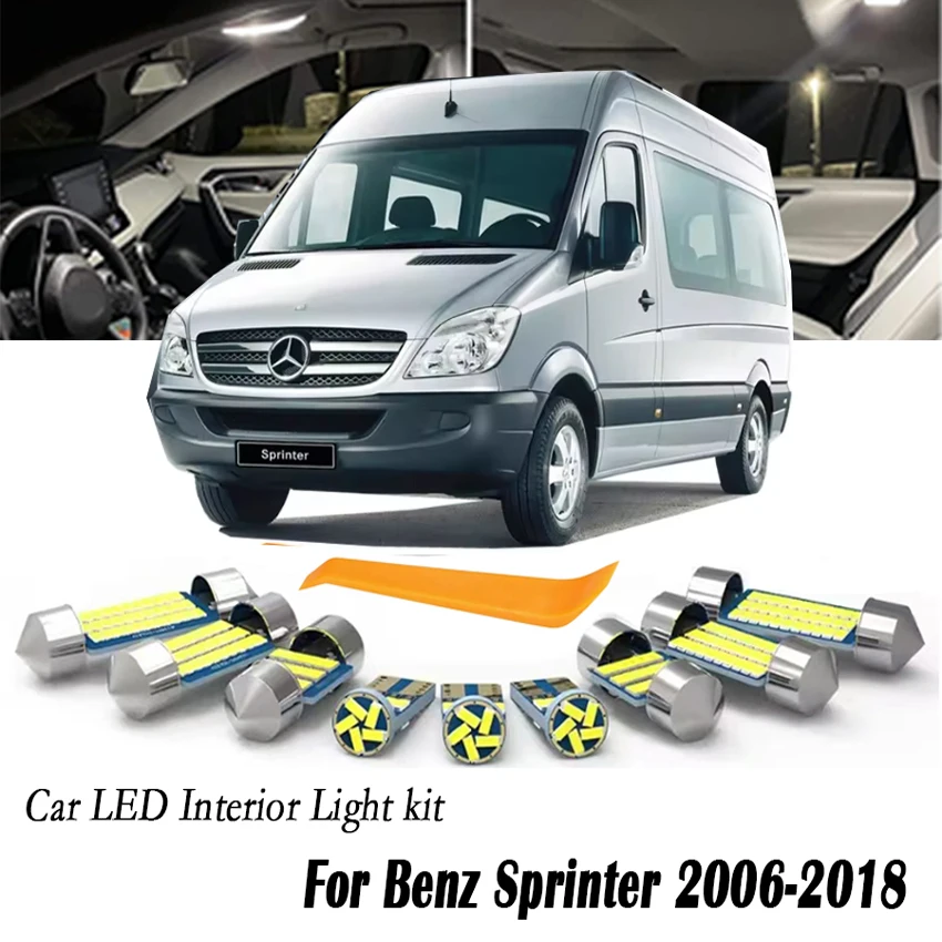 8/12Pcs Canbus For Mercedes Benz Sprinter 906 W906 2006-2014 2015 2016 2017 2018 Car LED Interior Light Bulb Kit Car Accessories