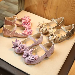 Spring New Children's Princess Female Shoes Bow Elegant Girls Bright Leather Single Shoes Students Performance Dancing Shoes