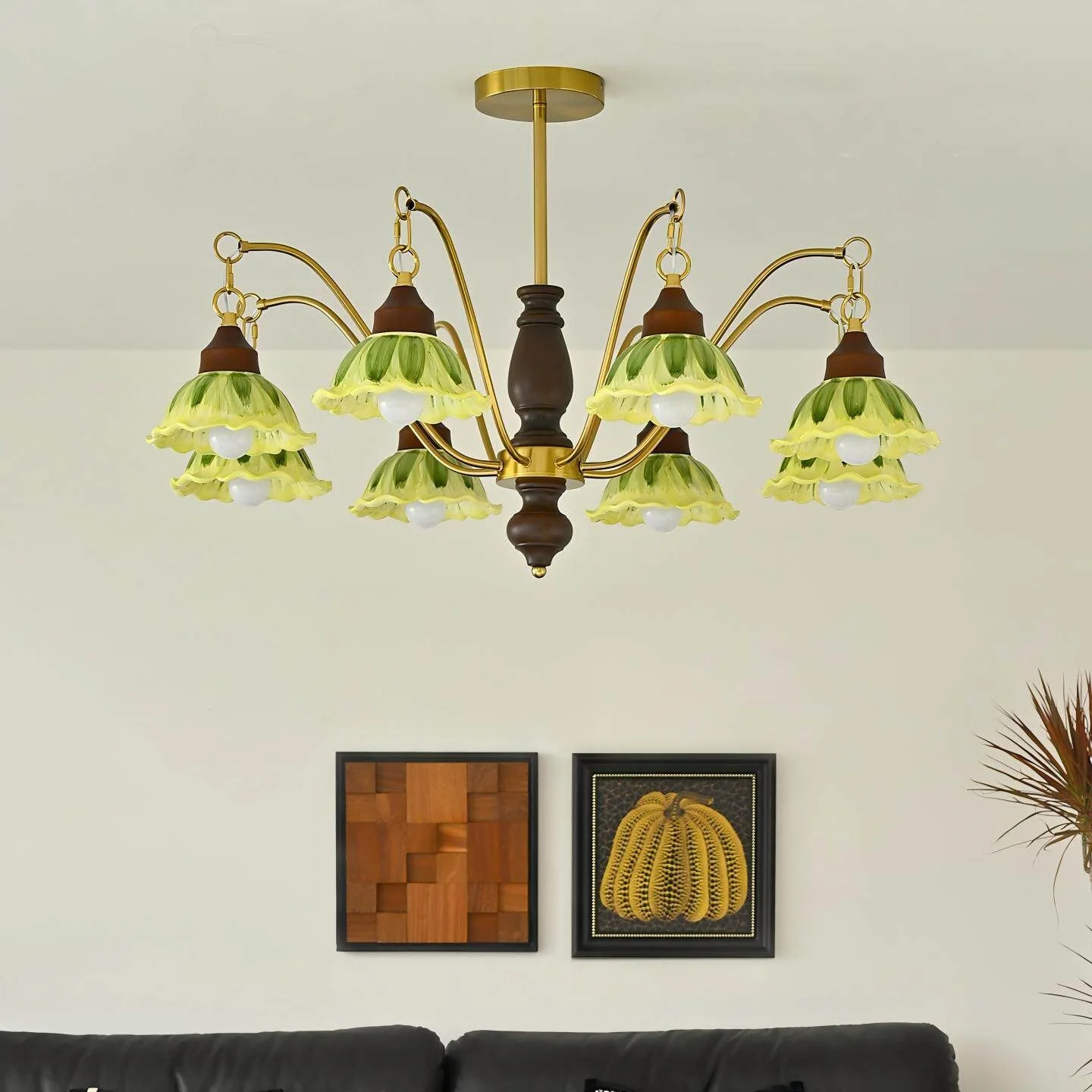 French medieval ceramic chandelier 2026 new study bedroom retro green lampshade living room