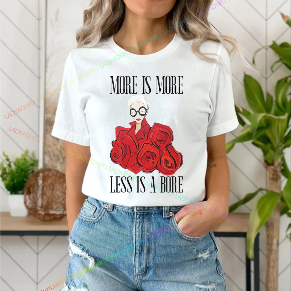 Iris Apfel More Is More Less Is a Bore Women Top Y2k Clothes Classic Harajuku Fashion Women's Clothing Offers T-shirts Goth Tops