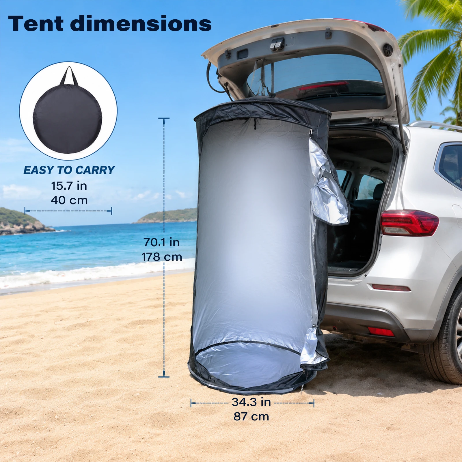 Picture 3: Portable Pop-Up Privacy Tent Outdoor Shower Tent Foldable with Storage Bag Easy Setup for Beach Camping - Ideal for Outdoor Use
