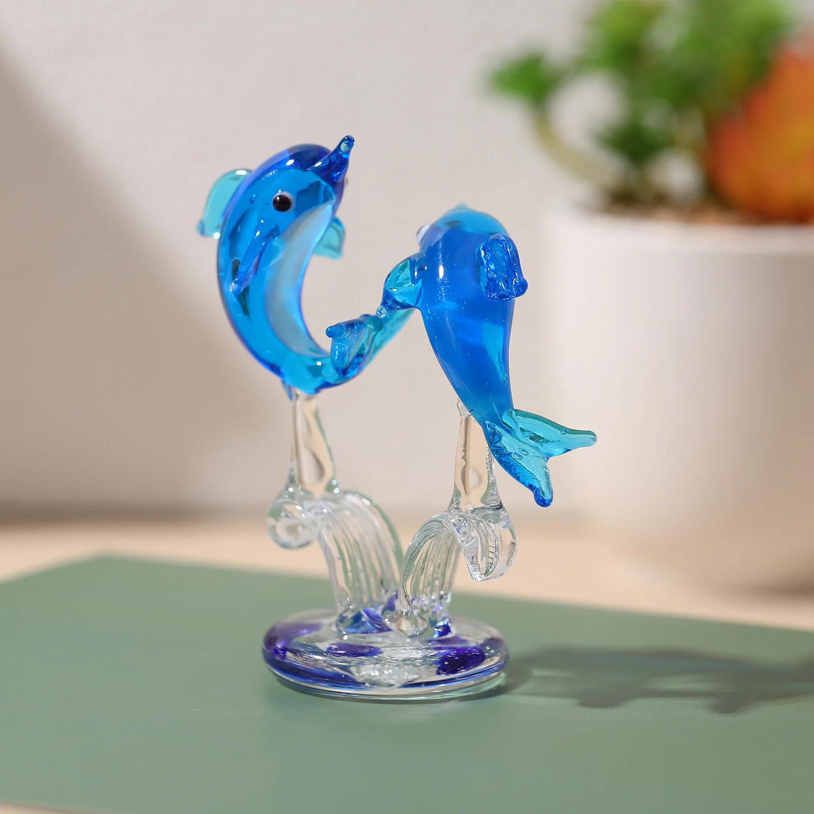 

Animal Dolphin Statue Office Christmas Decoration Ornament Glass Crystal Figurine