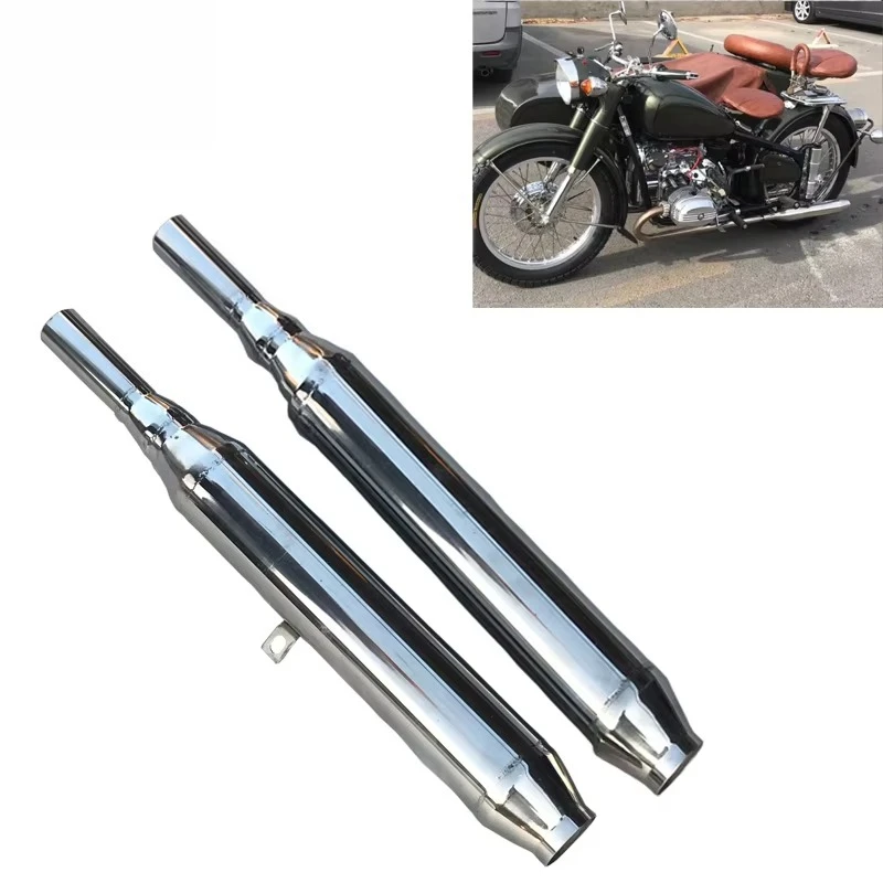 CJK750 Chrome Stainless Steel Fishtail Mufflers M1 M1M SV M1S OHV M72 K750 Motorcycle Ural M72 Moto Fit 24HP 32HP Engine Parts