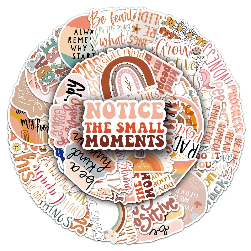 50pcs Cartoon Personality Inspirational English Creative Graffiti Decoration Stickers