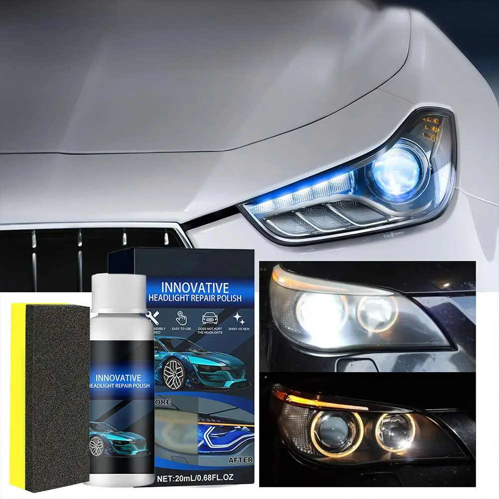 Ultra Headlight Restoration Kit Contains Sponge Brush Use On Plastic Lenses Headlights, Taillights, Easy Heavy-Duty Restoration