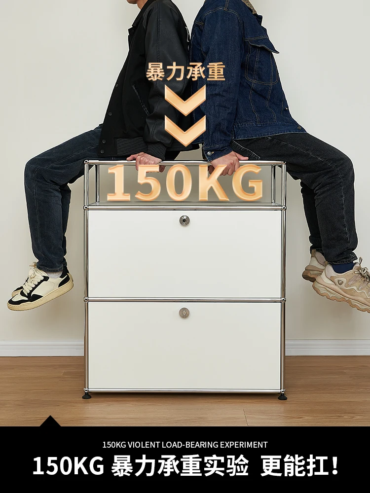 モジュール式組み合わせ収納キャビネット、中世の二層寝室ロッカー、チェストキャビネットステンレススチール、ダイニングサイドキャビネット