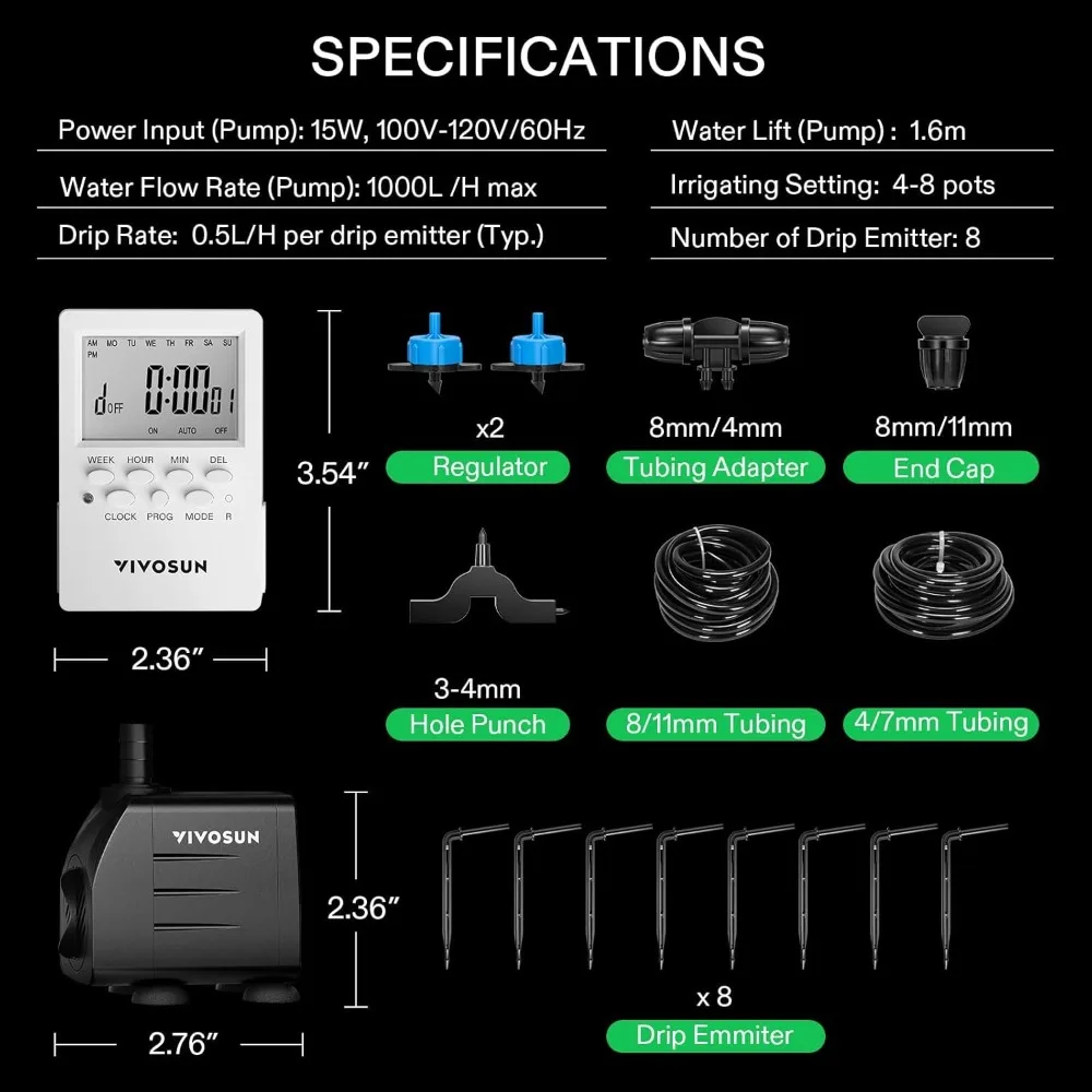 Professional Automatic Drip Irrigation Kit, Integrated Planting Kit, Garden Plant Watering System, Indoor and Outdoor