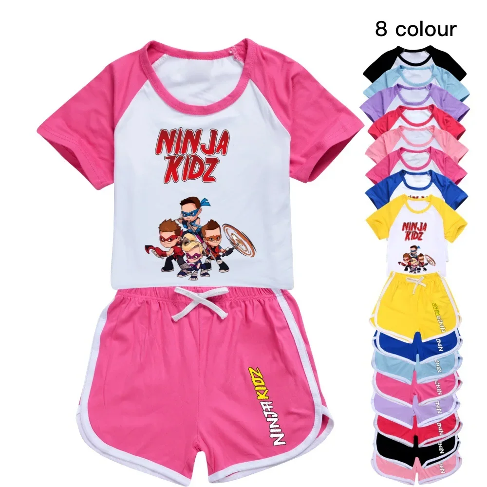 

Ninja Kidz Kids Clothes Cotton Sport Tracksuits T-shirts Sweatshirt Suit Cartoon Pattern Set Teenager Baby Boys Girls Clothing