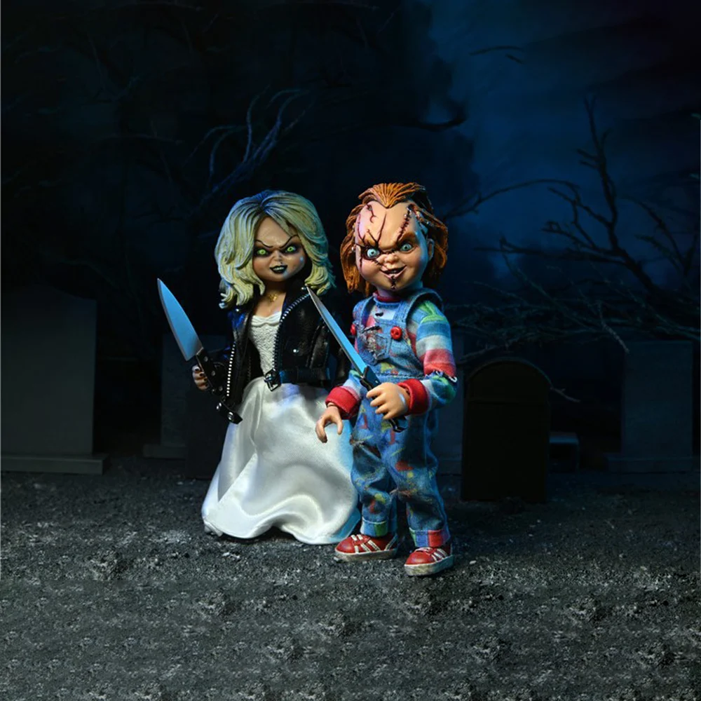 NECA Ghost Bride Chucky Cult Scary Doll Scale Clothed Figure – Chucky & Tiffany 2-Pack Figures 20CM Gifts Collect Toys