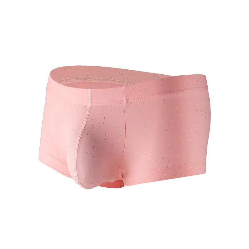 Boxers de bolso masculinos elegantes e simples personalizados cintura baixa elástica respirável roupa íntima brilhante CMF374