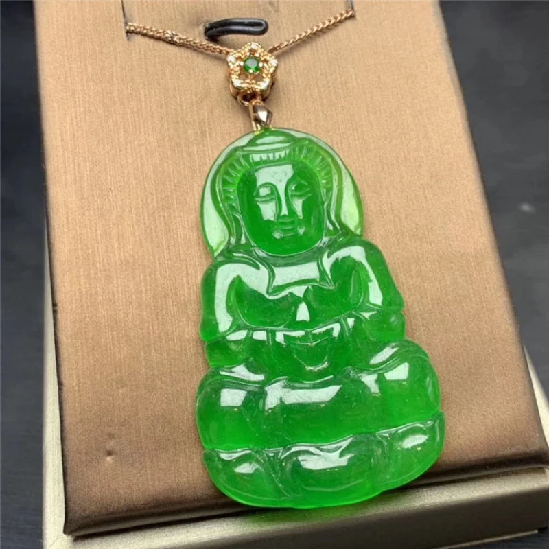 Natural Myanmar Mine Timber Jade Goddess of Mercy Pendant