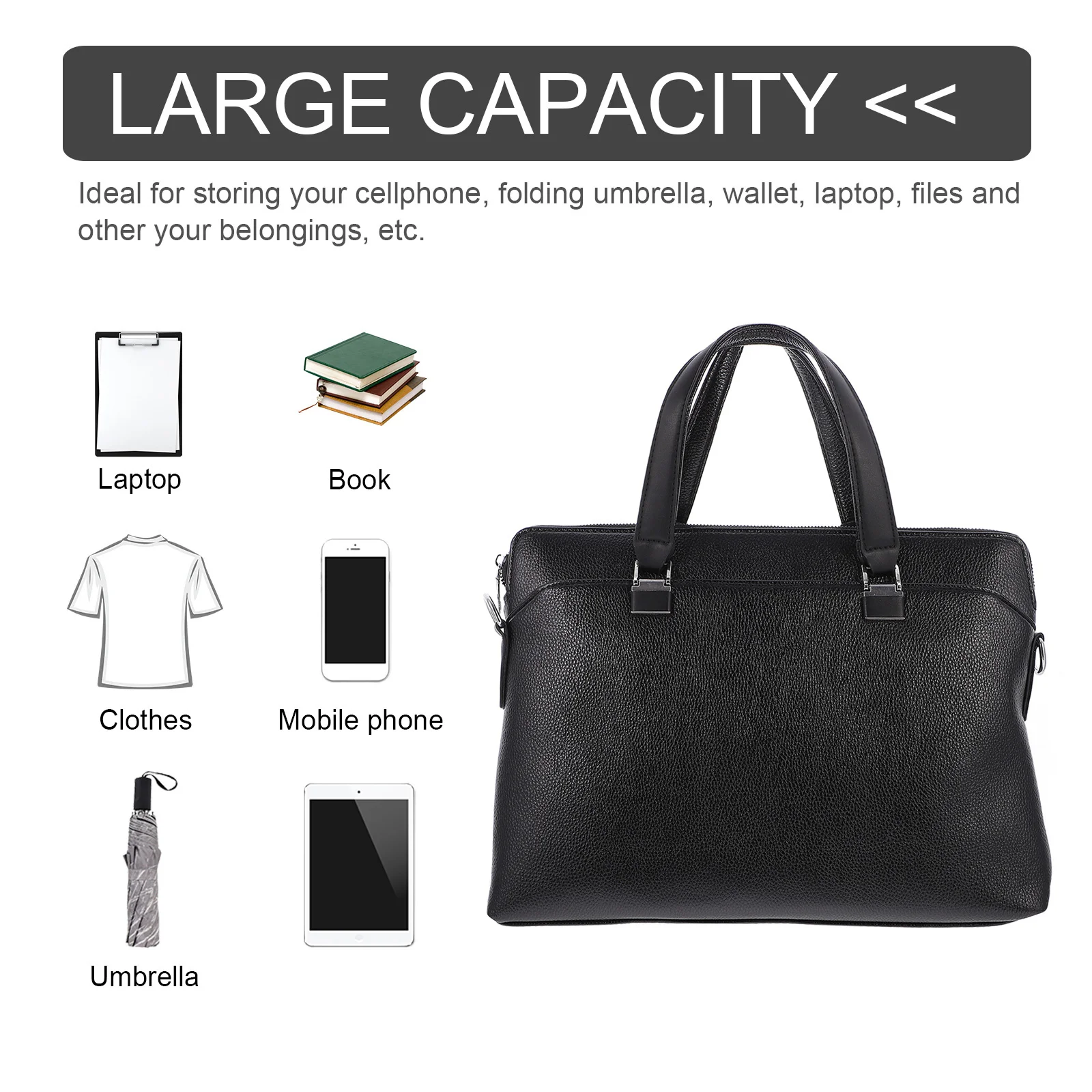 Pu Briefcase For Men Durable Waterproof Computer For Computer Business Shoulder Bag Bag Work Travel Office Organizer