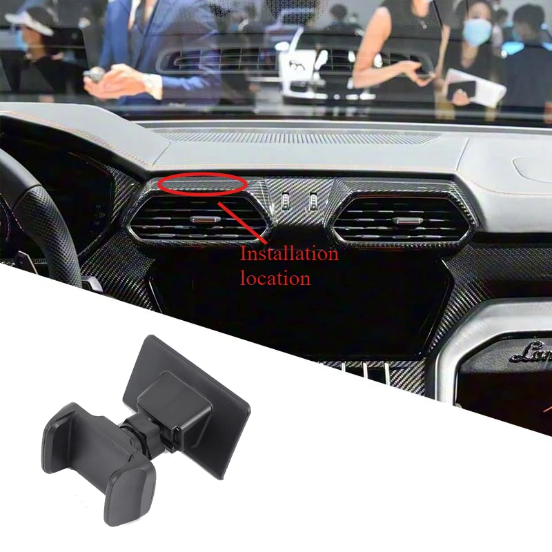 For Lamborghini URUS SE 2018-2021 ABS Black Car Center Console Cell Phone Holder Mount GPS Phone Holder Interior Car Accessories view 2