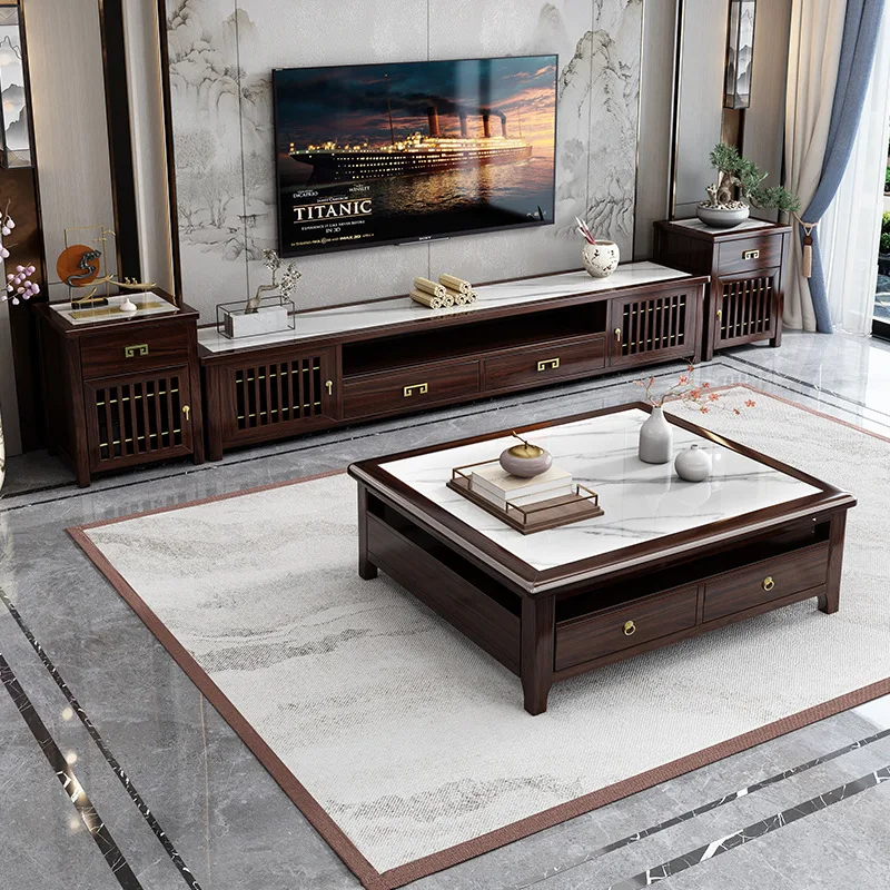 Sofa Ebony Living Room Furniture Combination Set Winter and Summer Storage Sofa Solid Wood