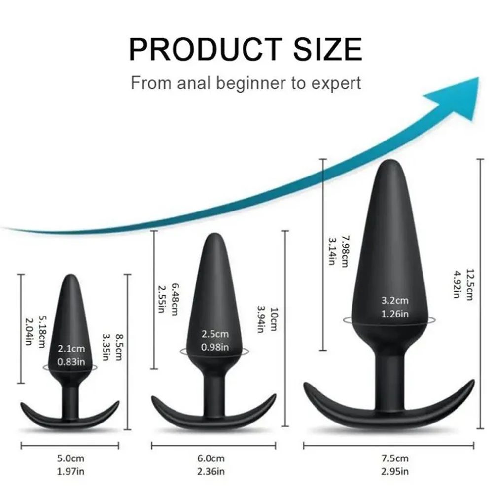 3 Different Size Anal Plug Soft Silicone Anal Butt Plug Stimulator Adult Sex Toys for Men/Women Prostate Massager Anal Trainer