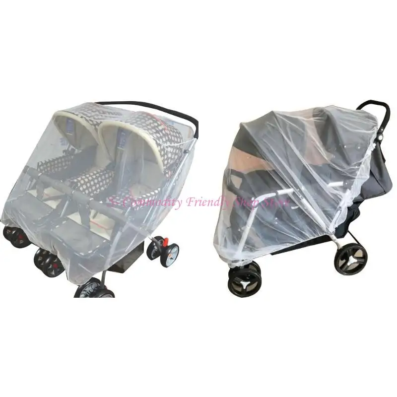 

85AE Stroller Tulle Cover Mosquito Netting Cover for Double Stroller Bassinet Net