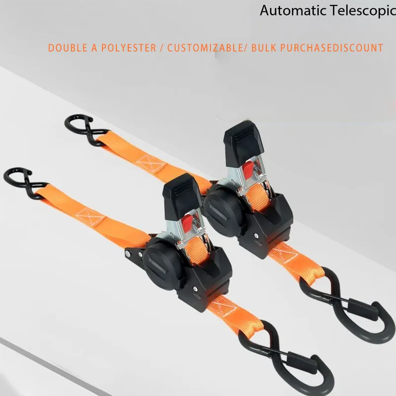 2/3M Automatic Shrink Bundle Tape Retractable Belt Luggage Securing Tensioner Retractable Auto Ratchet Strap For Auto Motorcycle