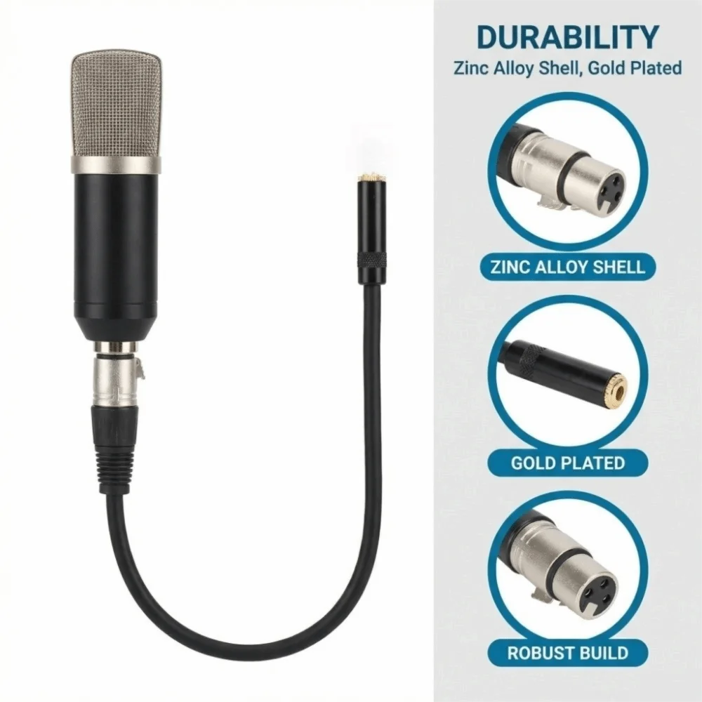 Durable 3.5MM 3.5MM Female to XLR Female/Male 0.3M Length Audio Adapter Cable Condenser Mic Cable Studio Recording