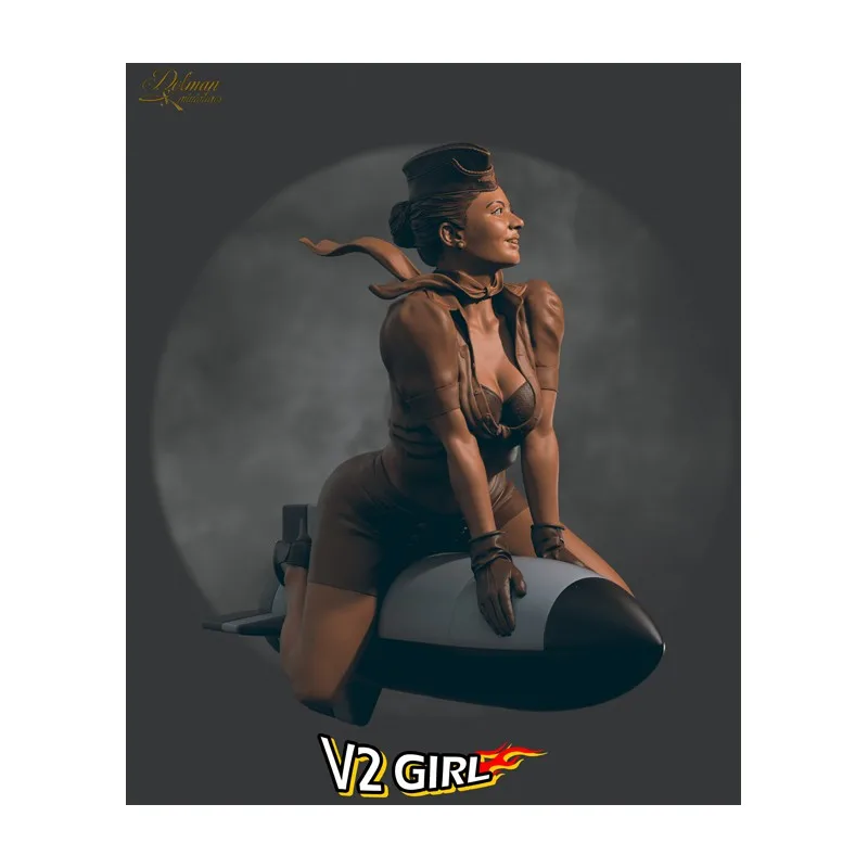 

Масштаб 1/24, фигурка из смолы, женщина-солдат, сидящий на ракетах, сборный комплект модели, разобранная и неокрашенная игрушка для 3D-печати 713