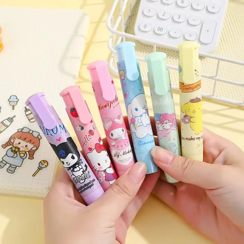 Sanrio 20pcs Press Pen Eraser Anime Melody Kuromi Cartoon Erasers Stationery Clean And Traceless Eraser Wholesale For Children